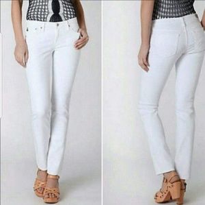 AG The Stevie Ankle Slim Straight Leg White Jeans